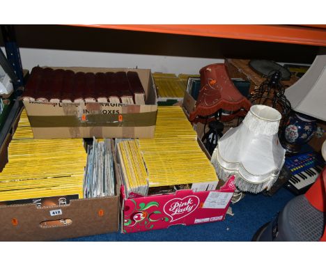 SIX BOXES AND LOOSE NATIONAL GEOGRAPHIC MAGAZINES AND TABLE LAMPS, approximately four hundred editions of National Geographic
