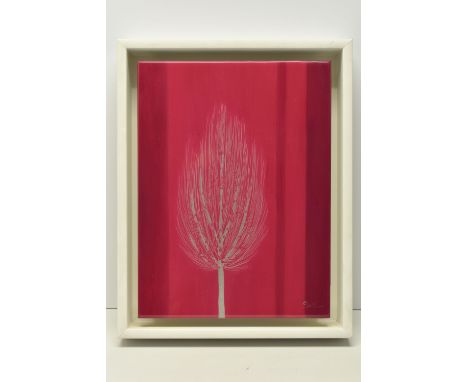 NAKISA SEIKA (JAPAN 1974) 'RUBY SKY II', a solitary stylised tree against a cerise backdrop, signed bottom right, acrylic on 