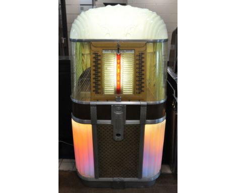 A LATE 1940s AMI INCORPORATED MODEL B JUKEBOX with a model 500 disc changer for 78s, 75w valve amplifier, two keys ( but not 
