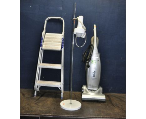 A MORPHY RICHARDS VACUUM CLEANER (PAT pass and working), a 1980s standard lamp (untested)and an aluminium step ladder