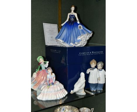 A GROUP OF ROYAL DOULTON FIGURINES AND NAO FIGURES, Royal Doulton figurines comprising a boxed limited edition 'Abigail' HN48