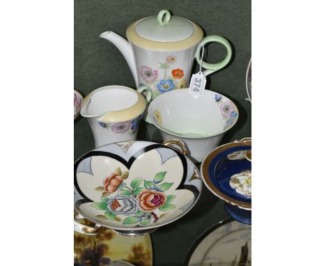 THREE PIECES OF SHELLEY ANEMONE PATTERN COFFEE WARES AND TWO PIECES OF NORITAKE, the Shelley comprising a coffee pot and cove