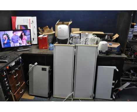 A SELECTION OF HOUSEHOLD ELECTRICALS including a Sharp LC-24DHG6001KF 24in Smart TV with remote (PAT pass and working), two i