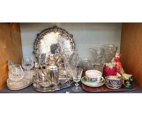 Six Val St Lambert glass fruit bowls, two glass vases, a Royal Doulton figure 'Blithe Morning', a Limoges vase, various other