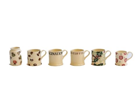 Emma Bridgewater, fifteen various coffee cups, a pair of small vases and one small decorative cup, including discontinued pat