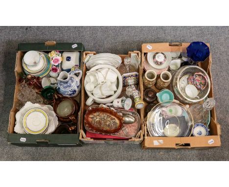 A quantity of British and European ceramics and glass, including cut glass decanters, Shelley tea service, Japanese Satsuma v