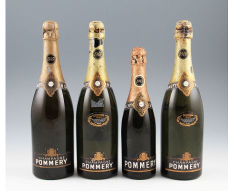 Pommery Vintage Champagne. 4 bottles. 1 x Vintage 1943 half bottle, 1 x Vintage 1949 & 2 x Vintage 1962.