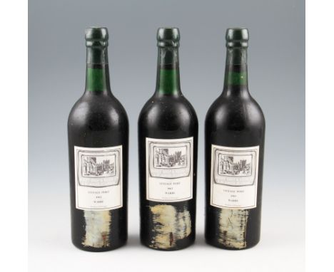 Warre 1963 Vintage Port by Berry Bros & Rudd. Fill level into neck, very good labels & capsules. 3 bottles