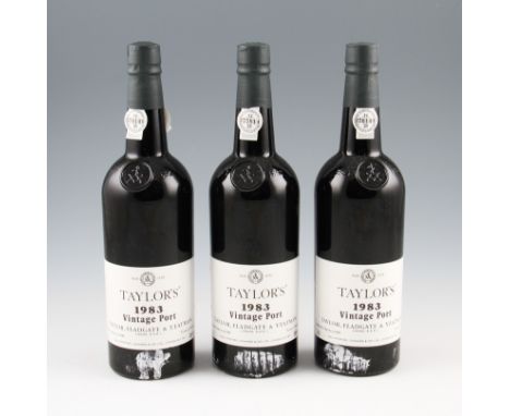 Taylor's Vintage Port 1983. Excellent labels & capsules. 3 bottles.