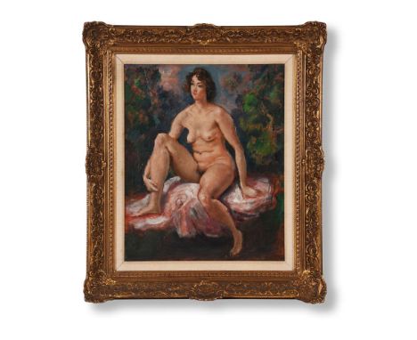 λ  AUGUSTUS JOHN (BRITISH 1878-1961)SEATED NUDE, PORTRAIT OF VIVIEN, THE ARTIST'S DAUGHTEROil on canvas 49 x 40cm (19¼ x 15½ 