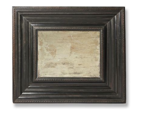 A FLEMISH EBONISED FRAME WALL MIRRORLATE 17TH CENTURYWith an associated rectangular bevelled plate within a ripple moulded fr