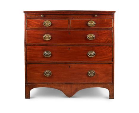 A GEOREGE III MAHOGANY AND INLAID CHEST OF DRAWERSLATE 18TH CENTURYWith a brushing slide above two short and three long drawe
