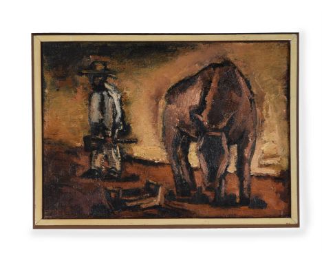 λ  JOSEF HERMAN (BRITISH 1911-2000)MEXICAN SCENE Oil on canvas Indistinctly signed and titled (verso)25.5 x 35.5cm (10 x 13¾ 
