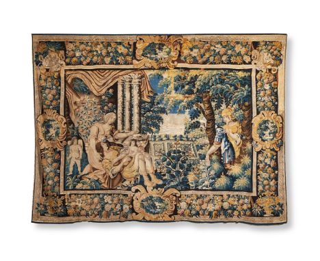 AN AUBUSSON VERDURE TAPESTRYPROBABLY FIRST HALF 17TH CENTURYPortraying a scene from the 'Dream of Endymion', depicting Endymi