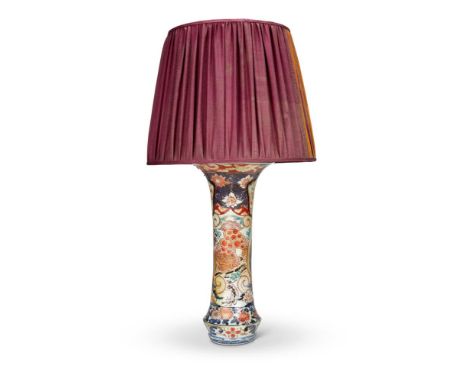 A JAPANESE ARITA IMARI TRUMPET VASECIRCA 1700Painted with a Kylin and flowers, adapted as a lamp, with Robert Kime shade The 