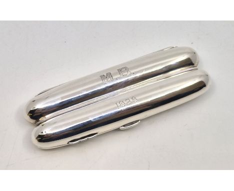 A Victorian silver double cheroot case,&nbsp;by Horton &amp; Allday, Birmingham 1895, with gilt washed interior and press but