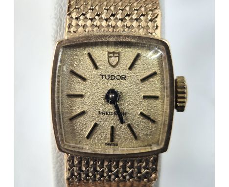 A 9ct. gold Tudor (Rolex) Precision ladies' bracelet watch,&nbsp;c.1972, manual movement,&nbsp;having signed textured dial wi