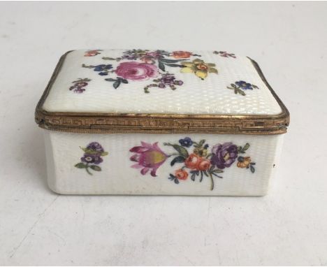 A 19th cent Meissen style -gilt mounted porcelain snuff box.&nbsp;