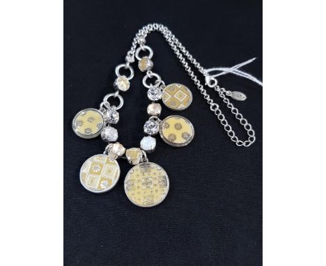 "PILGRAM" DESIGNER TILE &amp; STONE SET NECKLACE 