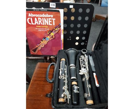 CASED CLARINET, MUSIC BOOKLET &amp; STAND 