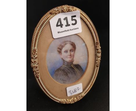 ANTIQUE MINIATURE FRAMED PORTRAIT DATED 1912 