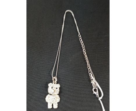 CRYSTAL TEDDY BEAR PENDANT ON CHAIN