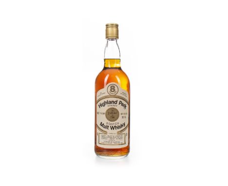HIGHLAND PARK G&M 8 YEARS OLD 100° PROOF Single Malt Scotch Whisky 26 2/3 fl.oz (75.7cl), 100° proof. Condition Reports:A con