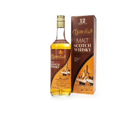 CLYNELISH 12 YEARS OLD 70° PROOF Single Malt Scotch Whisky Bottled by Ainslie & Heilbron (Distillers) Ltd. 26 2/3 fl.oz(75.5c