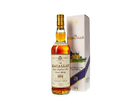MACALLAN 1974 18 YEARS OLD Single Malt Scotch Whisky Matured in sherry wood, bottled 1993. 70cl, 43% volume, in carton.Condit