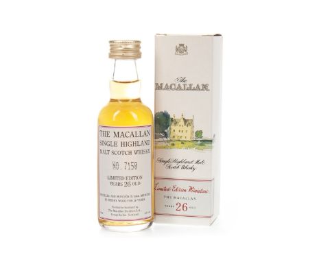 MACALLAN 1966 AGED 26 YEARS MINIATURE Single Malt Scotch Whisky Matured in sherry wood, bottle no. 7150. 5cl, 43% volume, in 