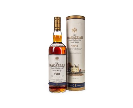 MACALLAN 1981 18 YEARS OLD Single Malt Scotch Whisky Matured in sherry casks. 700ml, 43% volume, in tube.Condition Reports:A 