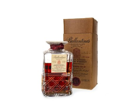 BALLANTINE'S 30 YEARS OLD CRYSTAL DECANTER - LOW FILL Blended Scotch Whisky Bottled pre-1952. 4/5 quart, 86° proof, in box wi