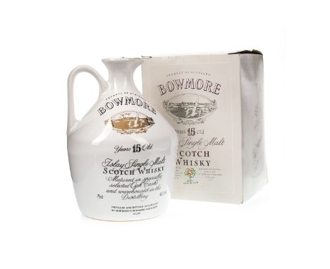BOWMORE GLASGOW GARDEN FESTIVAL 1988 AGED 15 YEARS Single Malt Scotch Whisky 75cl, 40% volume, white ceramic flagon in carton