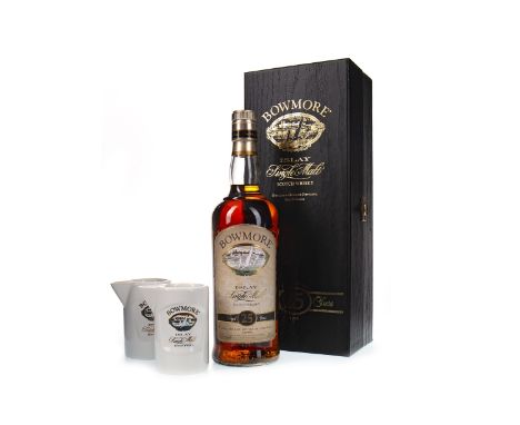 BOWMORE AGED 25 YEARS Single Malt Scotch Whisky 700ml, 43% volume, in box with two water jugs.Condition Reports:A condition r