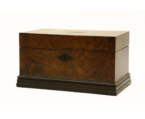 A George III burr walnut tea caddy