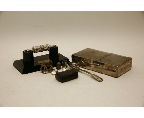 A Rolls Royce silver plated cigarette box, with engine turned decoration, together with a set of 'Jubilee test' silver plated