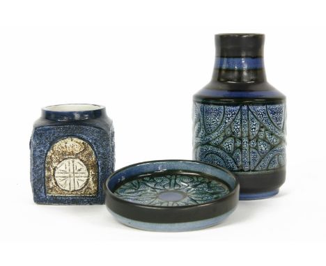 A Troika pottery pot, with geometric, and two items of Celtic pottery