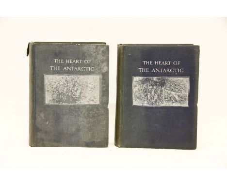 Two volumes 'The Heart of the Antarctic' first edition 1909, with three maps and chart in pocket at back of volume II (poor c