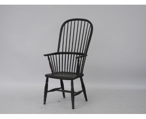 A yew wood Windsor hoop and stick back chair, and a splat back chair,