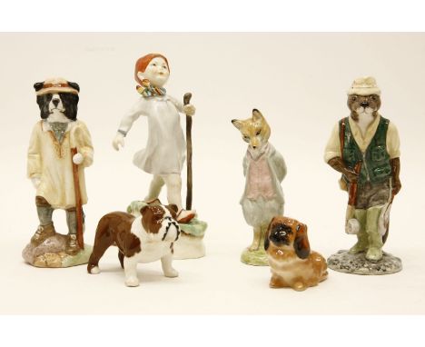 A Royal Worcester figure 'Thursdays child has far to go' and other Royal Albert, Beswick, and Royal Doulton figures