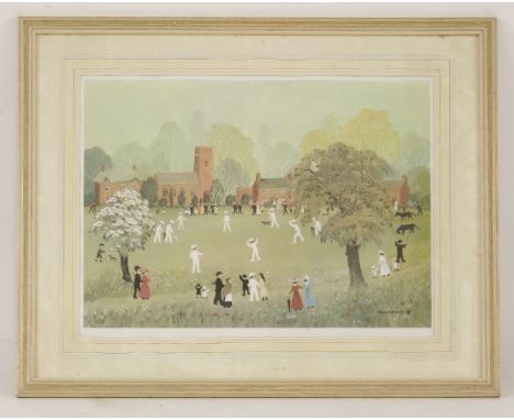 Helen Bradley ((British, 1900-1979) THE CRICKET MATCHOffset lithograph printed in colours, on wove paper, with full margins i