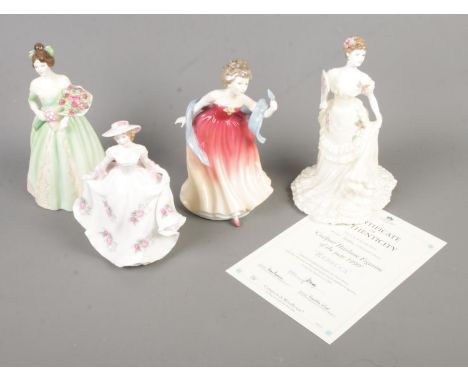 Four ceramic figures including limited edition Coalport 1999 Figure of the Year Rebecca (No. 226/1999, with COA), Royal Worce