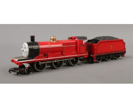 An unboxed Hornby 00 Gauge Thomas and Friends, James the Red Engine.  