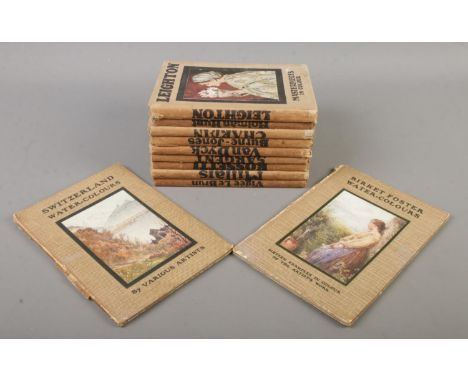 A quantity of art books. Includes nine Masterpieces in Colour and two water colours; Switzerland and Birket Foster.  