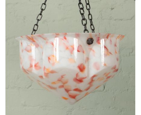 A mid century glass ceiling light shade 'flycatcher' with tapering hexagonal point.  