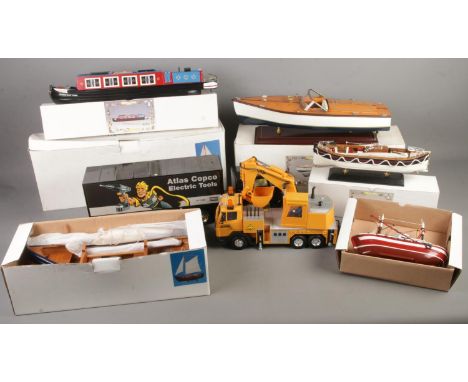 An assortment of scale vehicles, to include six model boats by Leonardo (LP1093, LP3979 and LP5540) and a large Nylint lorry 