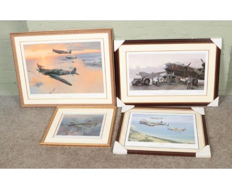 Four limited edition WWII aviation prints to include Philip E. West 'Preparing for Tripitz', Robert Tomlin ' Lest Ye Forget',