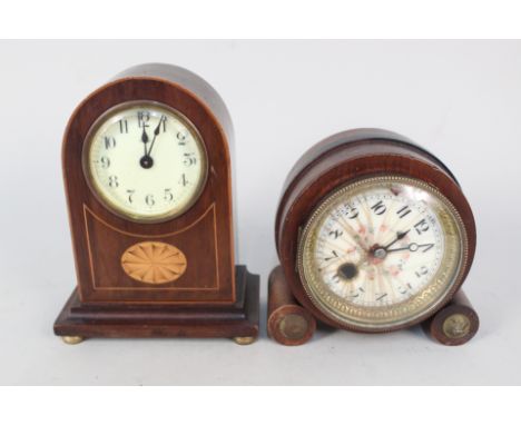 Edwardian inlaid plus one other mantel clock