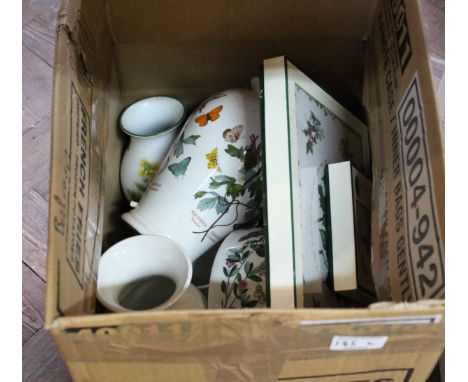 A Portmeirion table lamp, vases etc (two boxes)