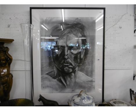A large contemporary pencil and charcoal portrait of man